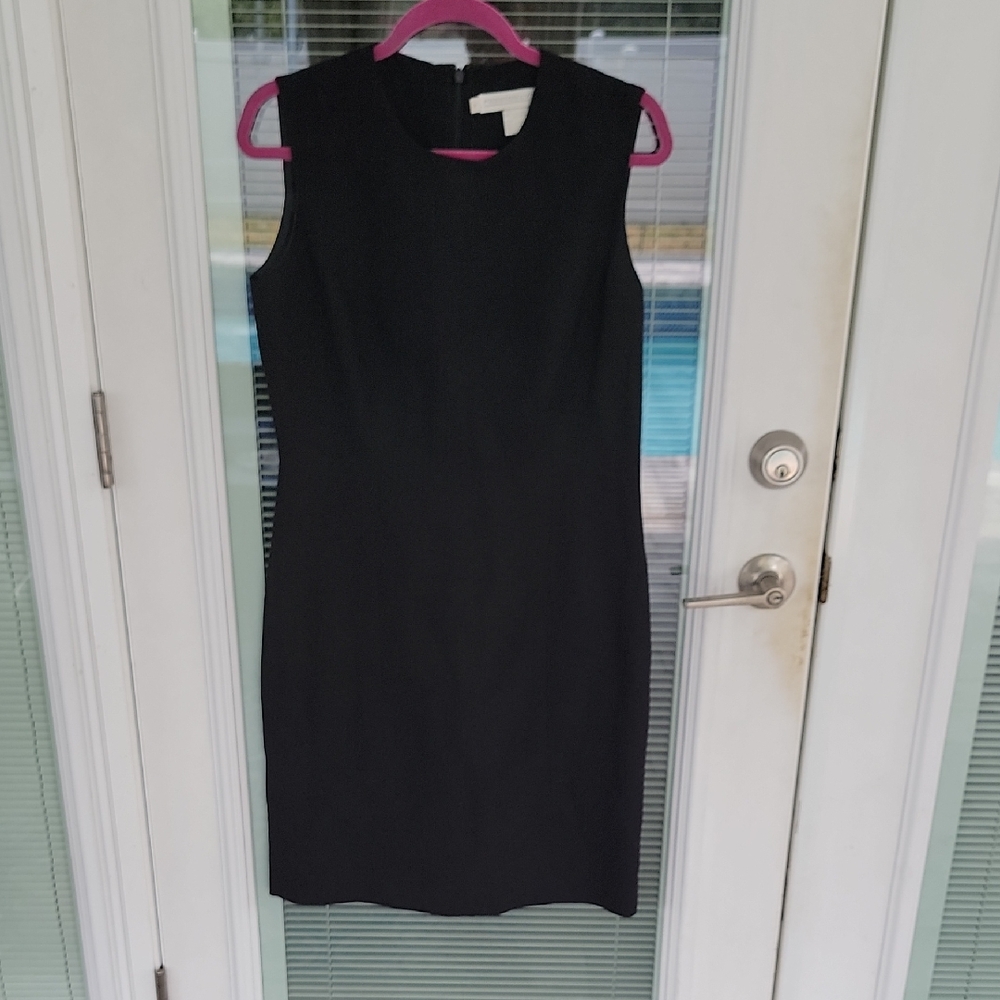 Preston & York Black Linen Blend Sleeveless Sheath Dress Sz 8 Closet Staple LBD